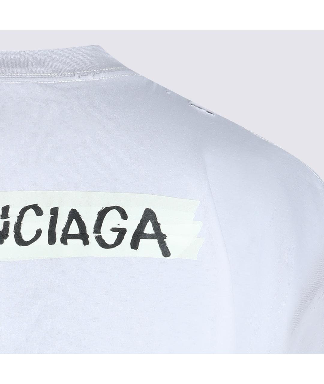 BALENCIAGA Белая хлопковая футболка, фото 4