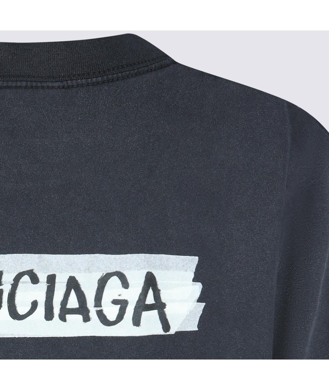 BALENCIAGA Черная хлопковая футболка, фото 4