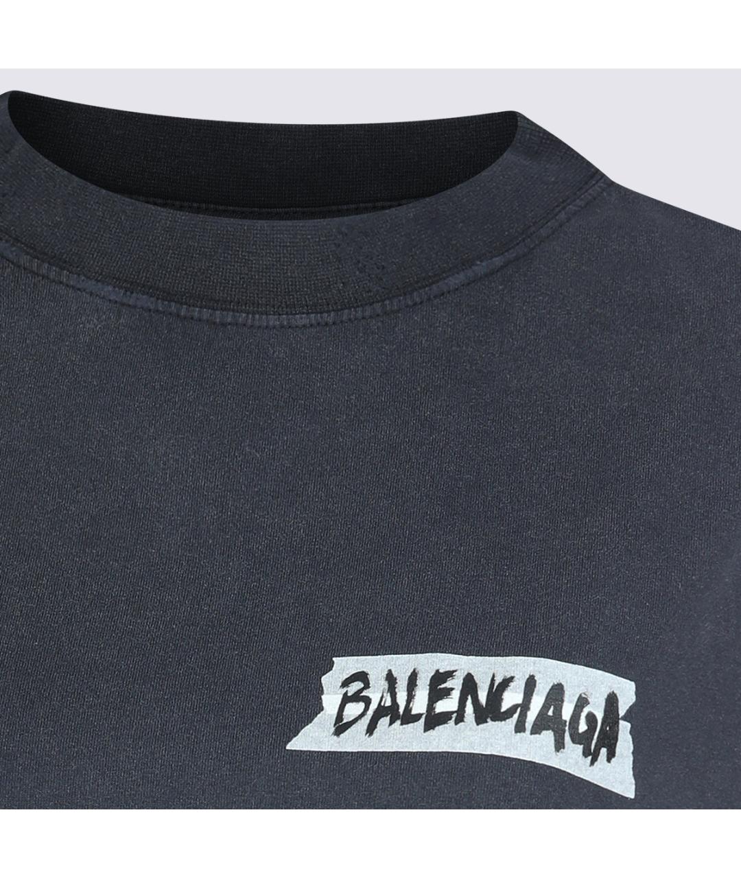 BALENCIAGA Черная хлопковая футболка, фото 3