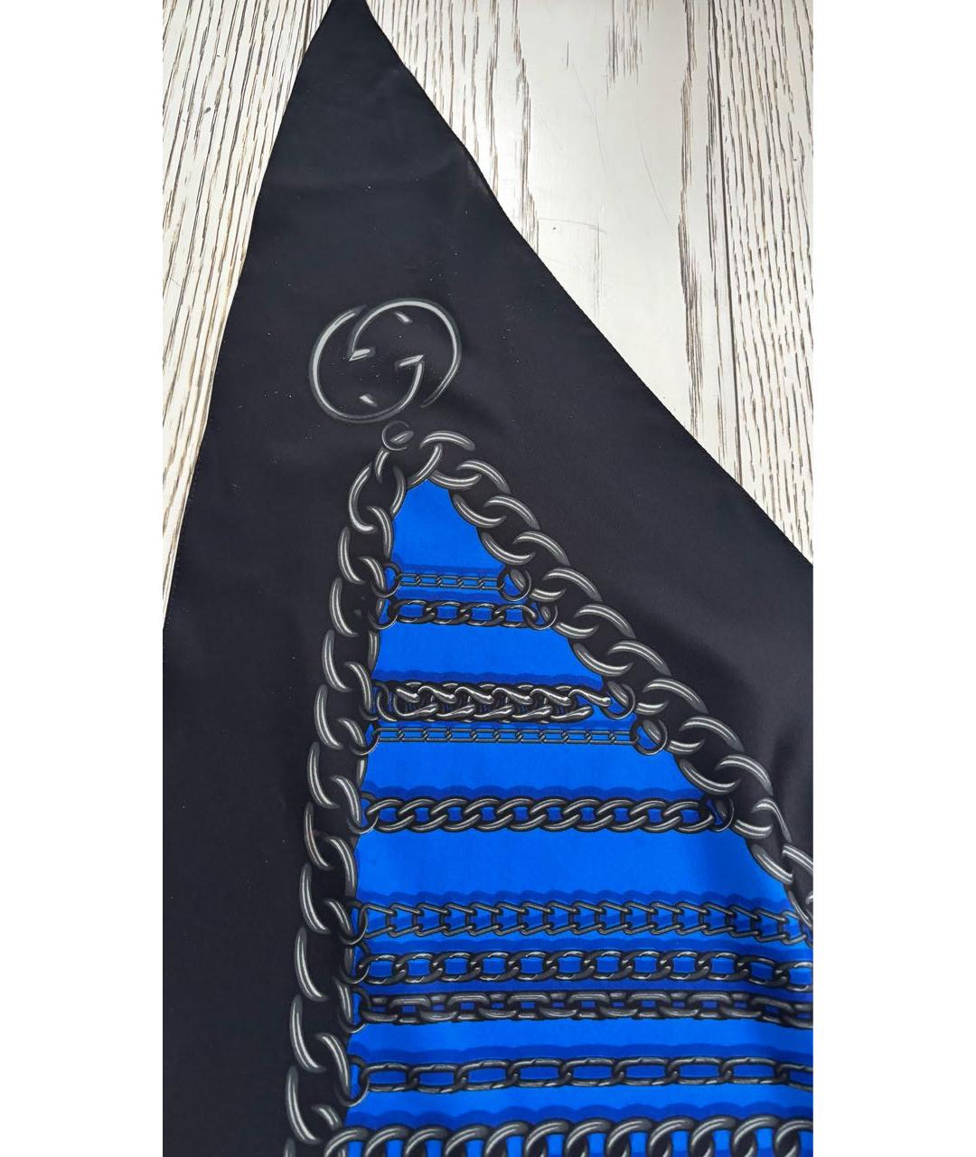 GUCCI Синий шелковый платок, фото 3