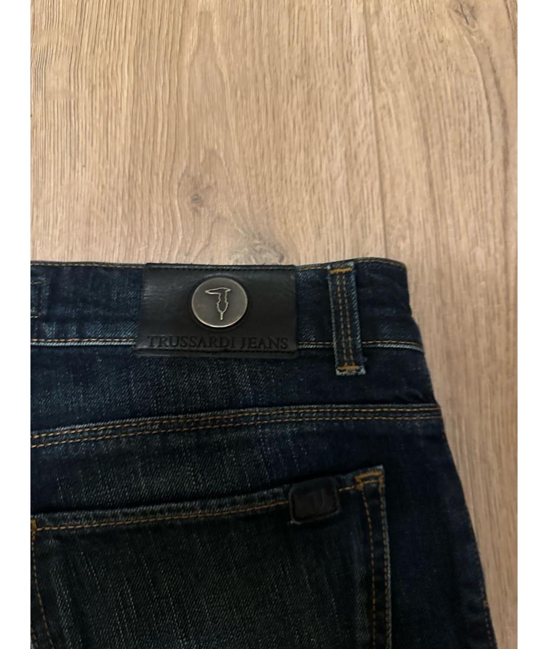 TRUSSARDI JEANS Темно-синие хлопковые прямые джинсы, фото 4