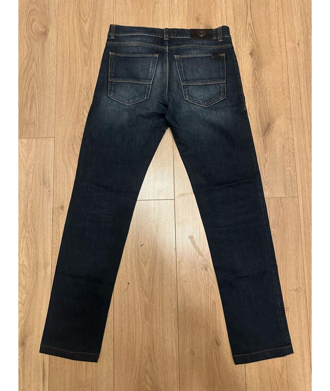 TRUSSARDI JEANS Темно-синие хлопковые прямые джинсы, фото 2