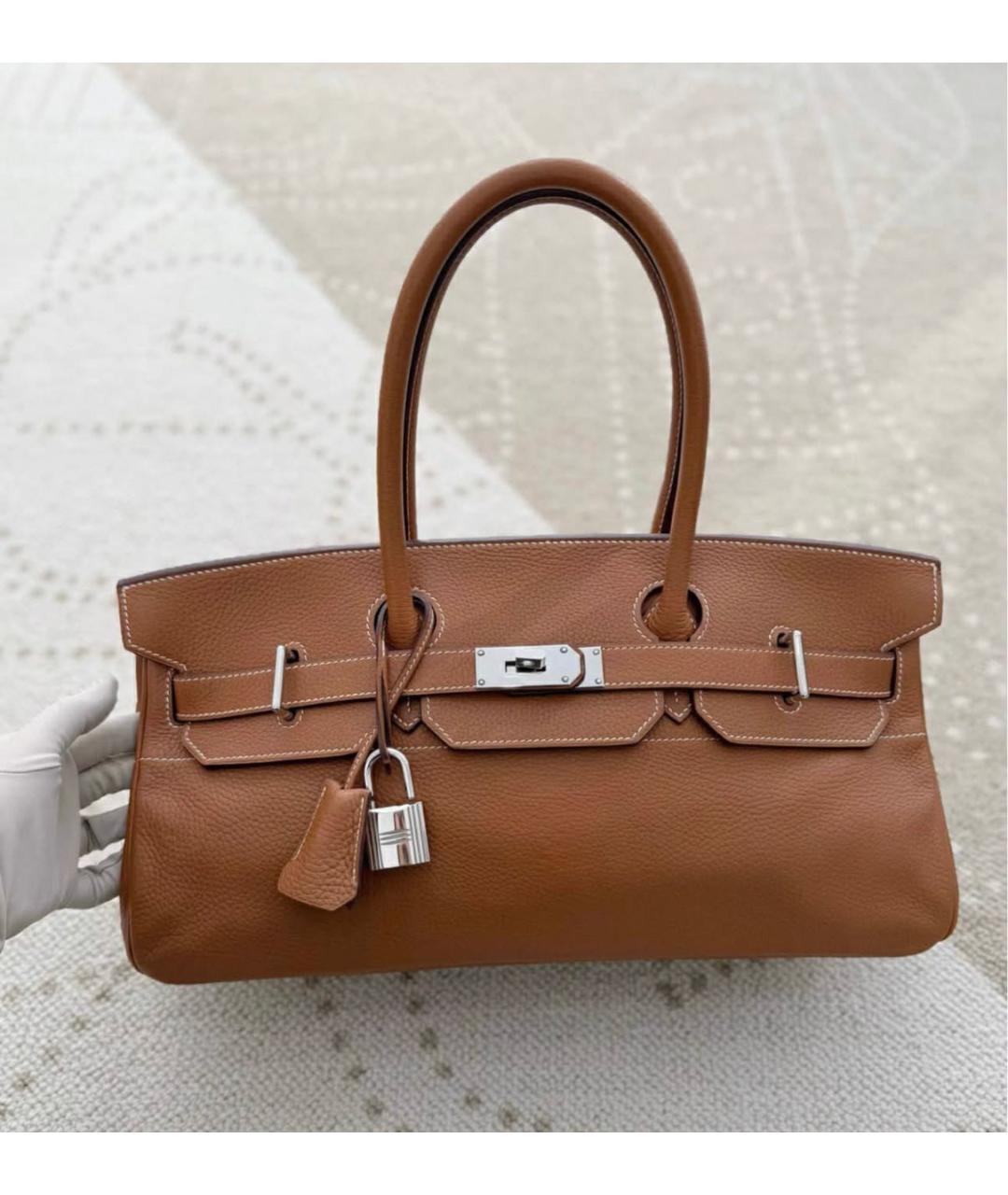 HERMES Оранжевая кожаная сумка с короткими ручками, фото 2