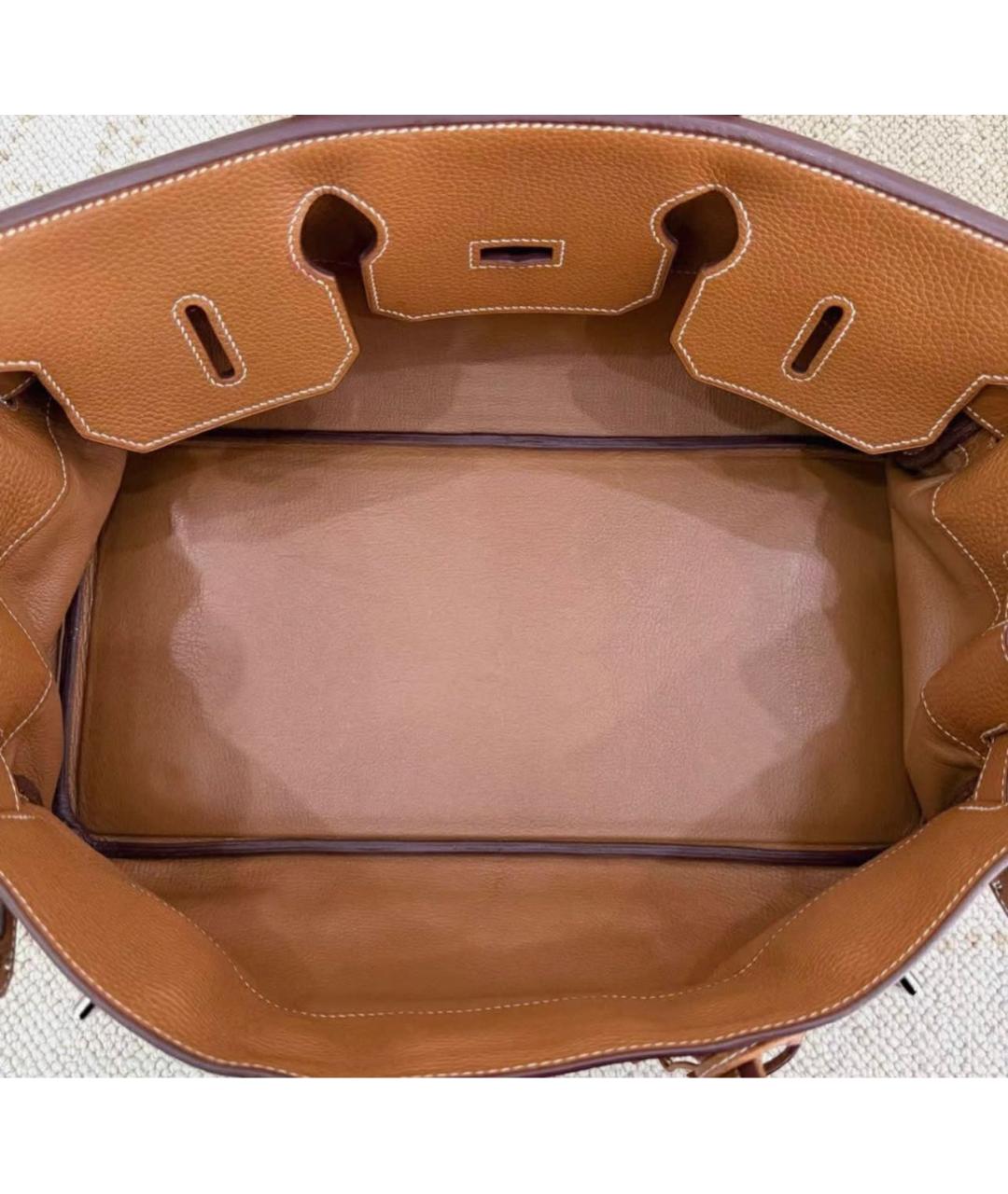 HERMES Оранжевая кожаная сумка с короткими ручками, фото 7