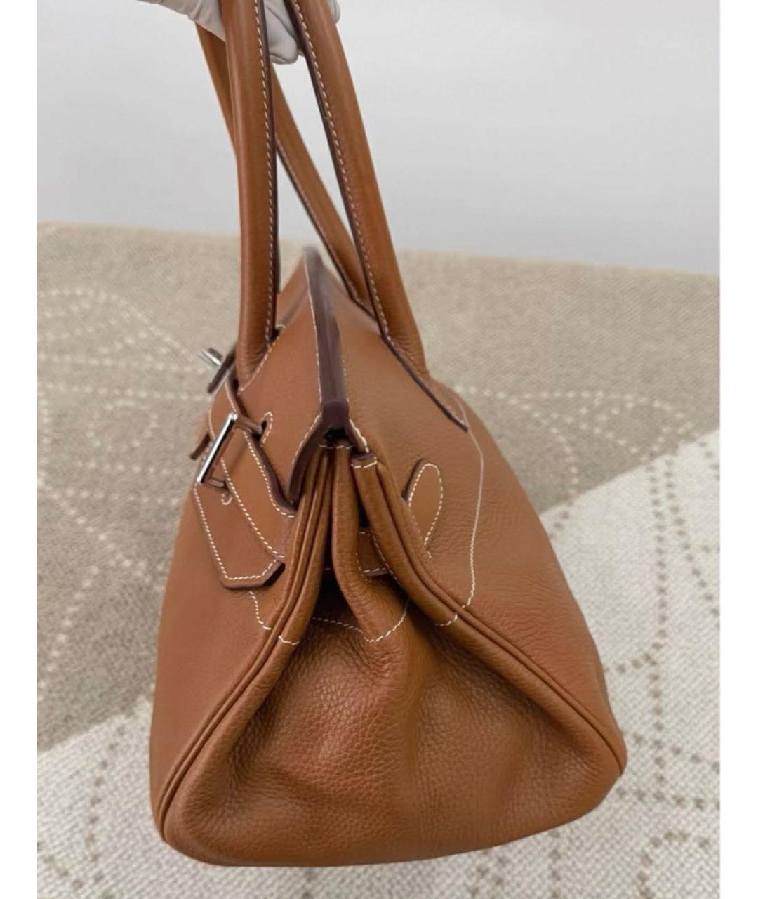 HERMES Оранжевая кожаная сумка с короткими ручками, фото 6