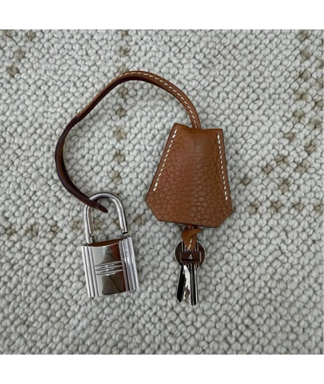 HERMES Оранжевая кожаная сумка с короткими ручками, фото 8