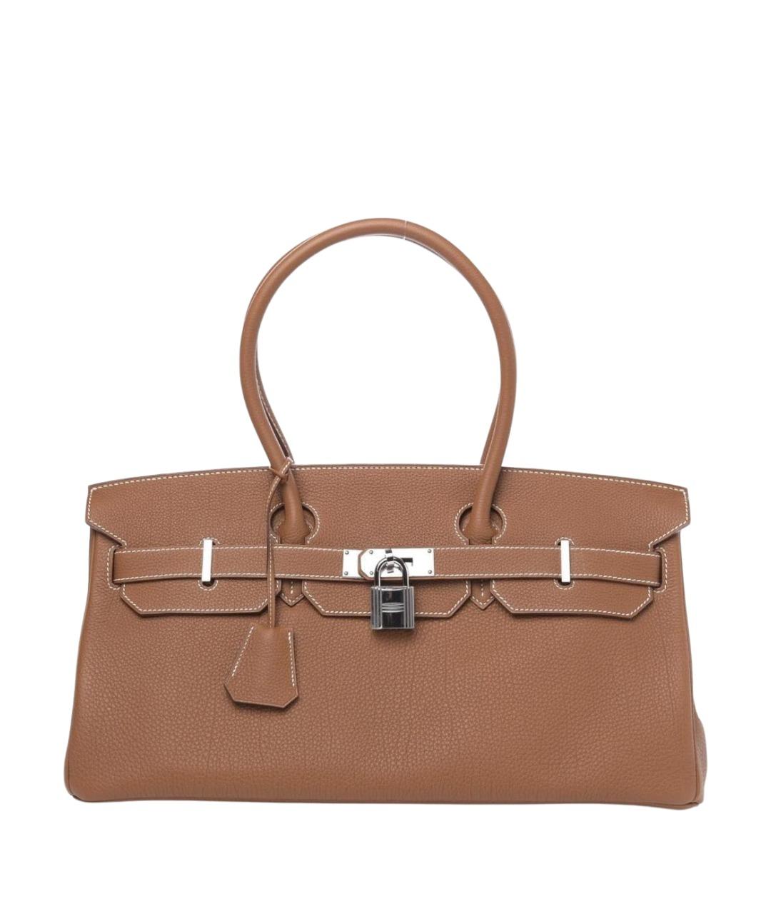 HERMES Оранжевая кожаная сумка с короткими ручками, фото 1