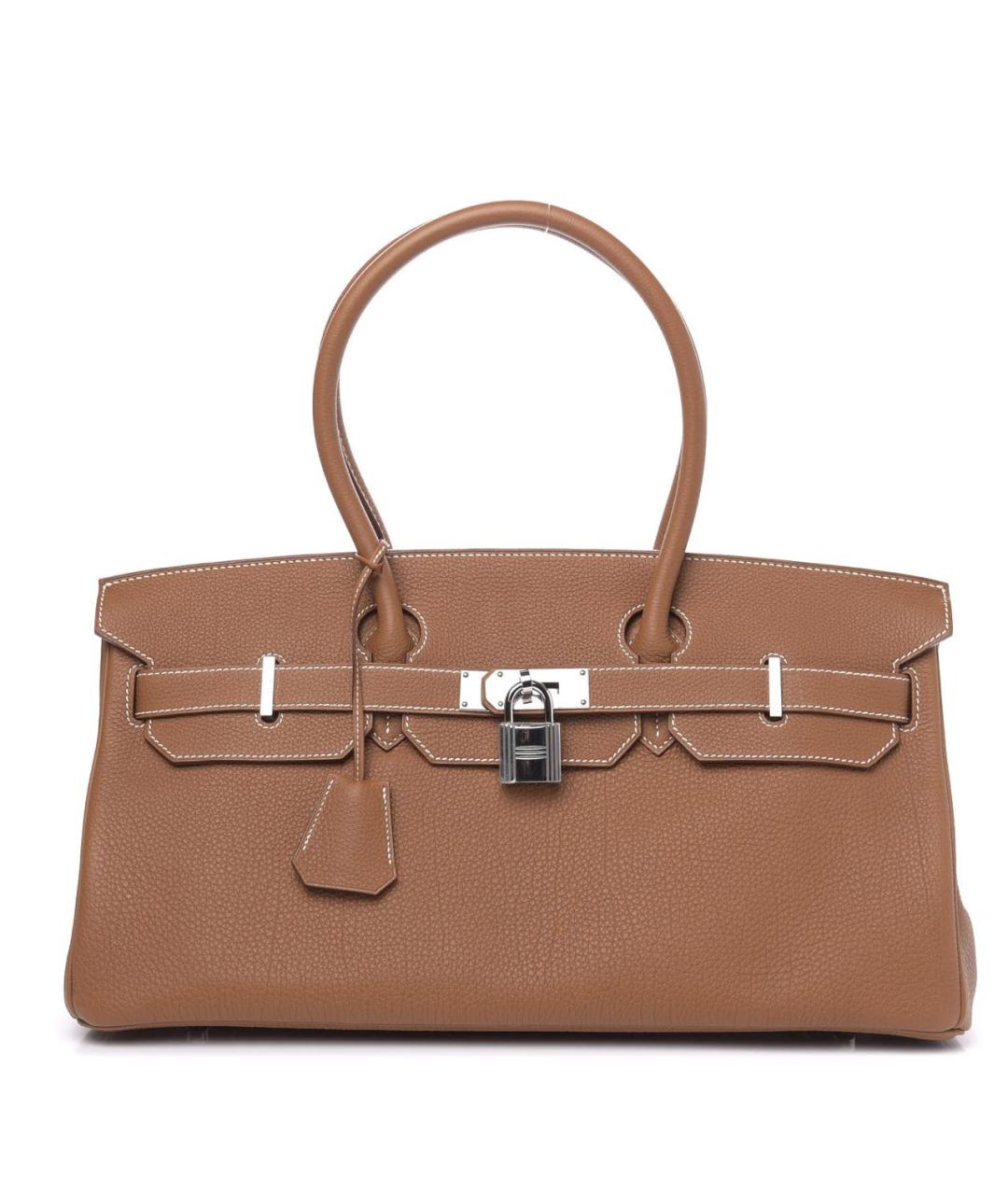 HERMES Оранжевая кожаная сумка с короткими ручками, фото 9