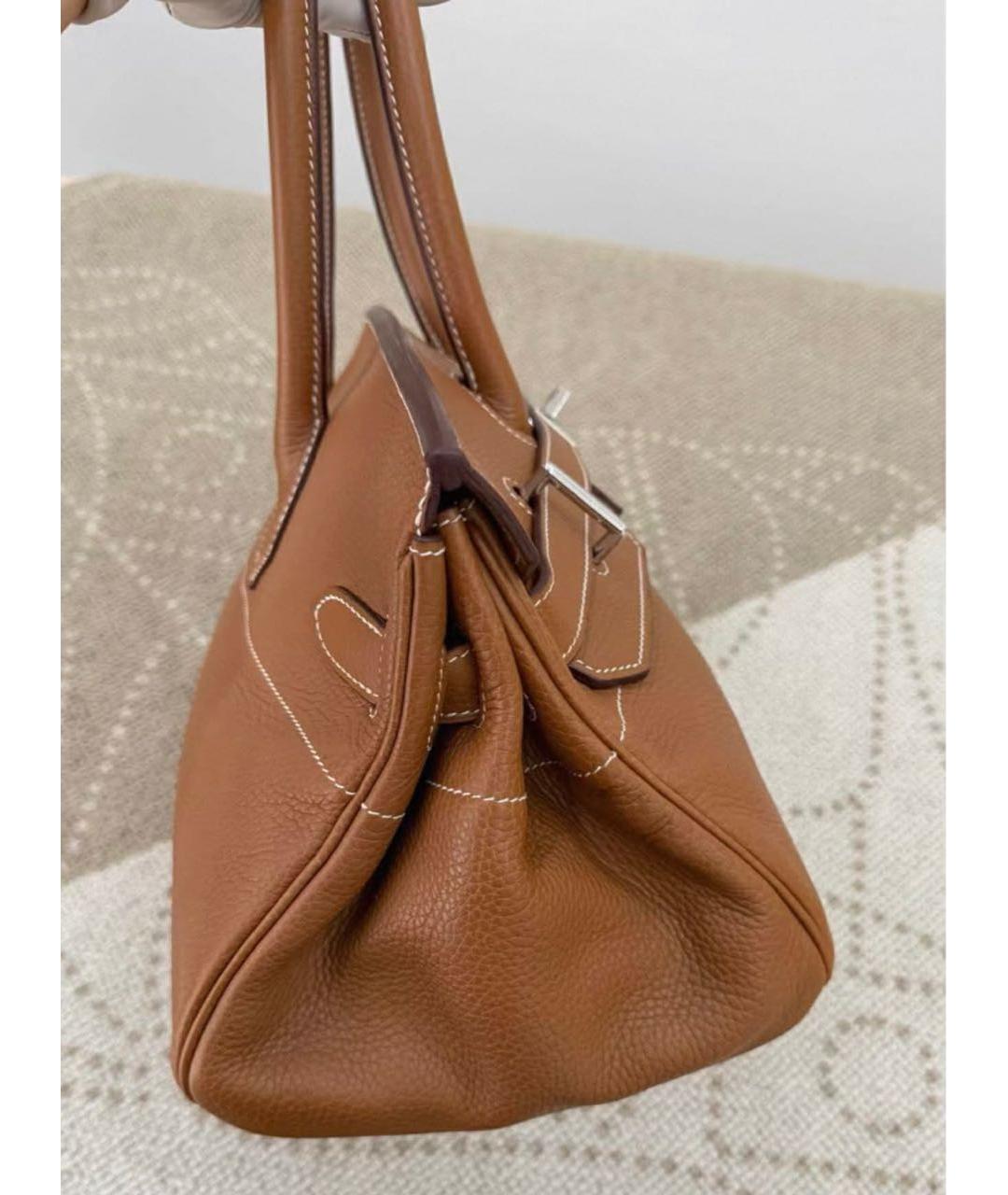 HERMES Оранжевая кожаная сумка с короткими ручками, фото 5