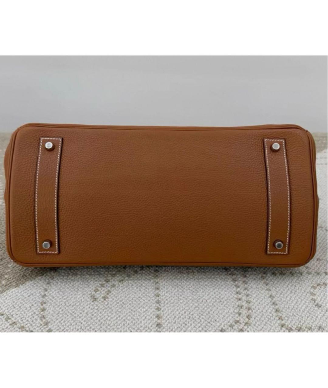 HERMES Оранжевая кожаная сумка с короткими ручками, фото 4