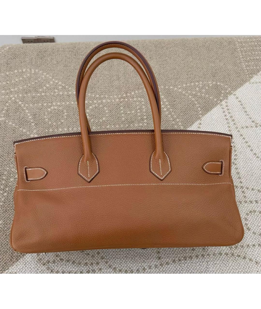 HERMES Оранжевая кожаная сумка с короткими ручками, фото 3