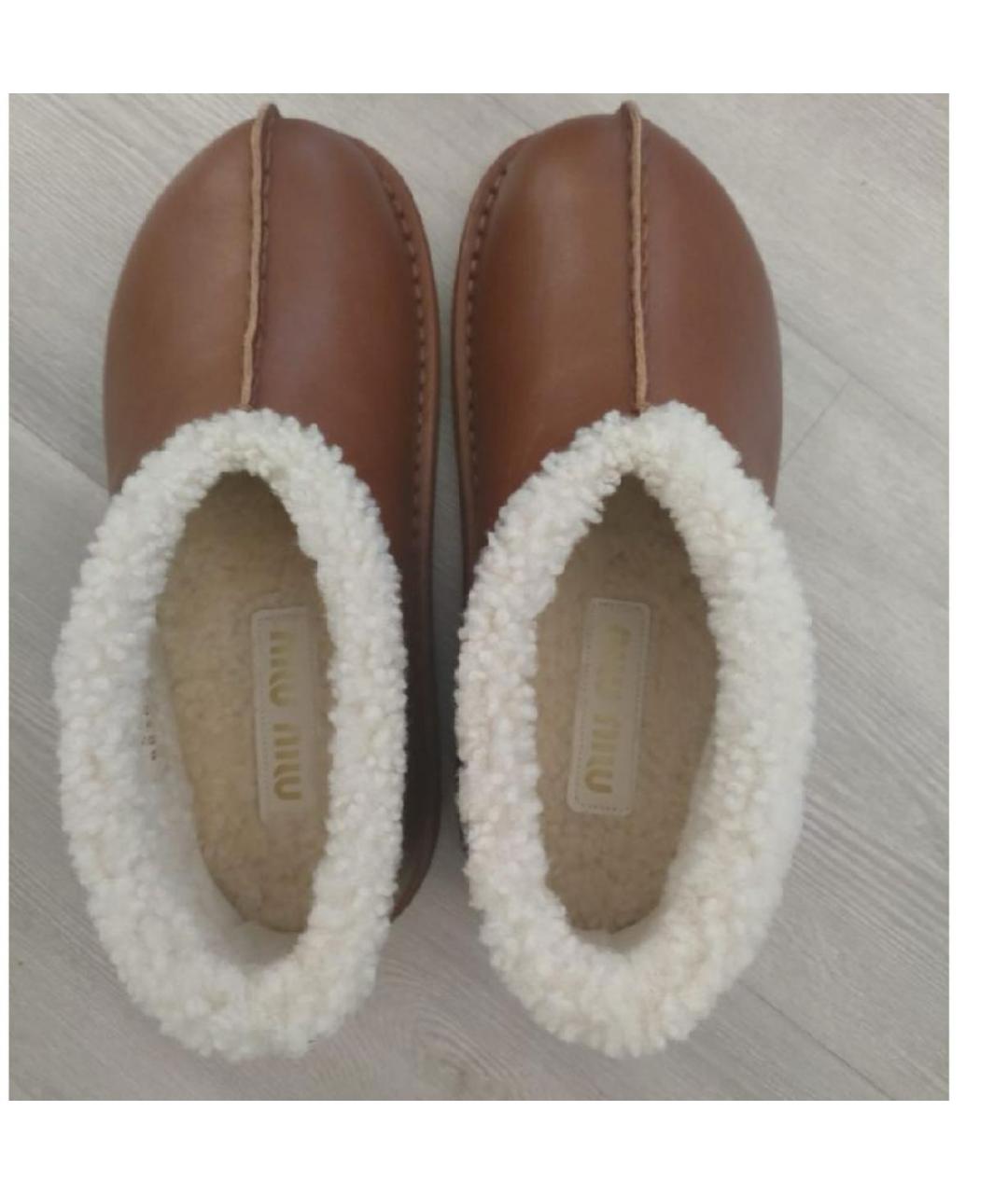 MIU MIU Коричневые кожаные полусапоги, фото 3