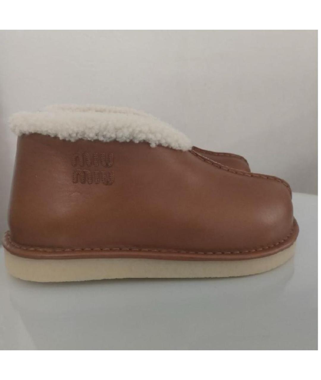 MIU MIU Коричневые кожаные полусапоги, фото 6