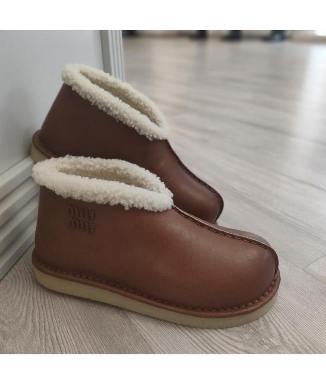 MIU MIU Коричневые кожаные полусапоги, фото 5