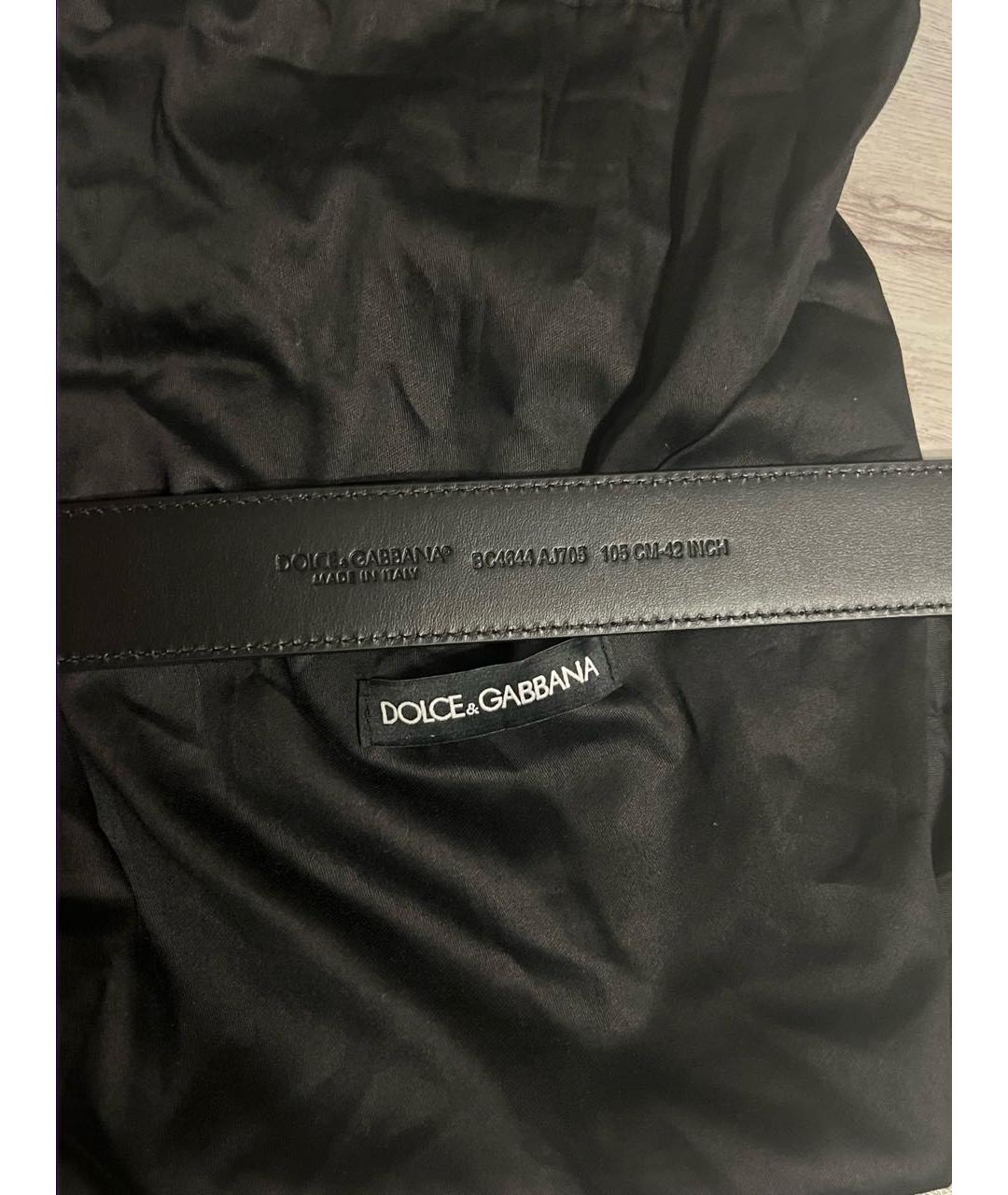 DOLCE&GABBANA Черный кожаный ремень, фото 3