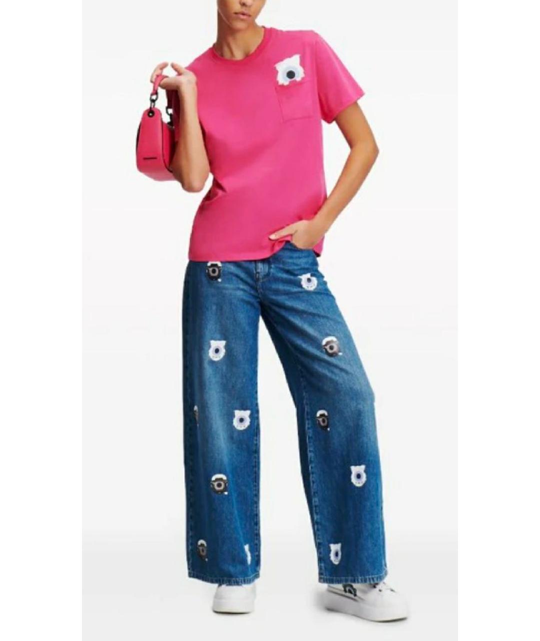 KARL LAGERFELD Фуксия хлопковая футболка, фото 4