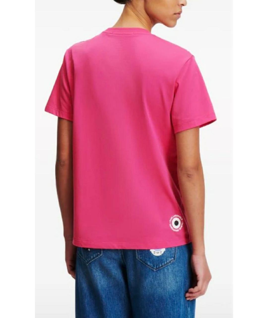 KARL LAGERFELD Фуксия хлопковая футболка, фото 3
