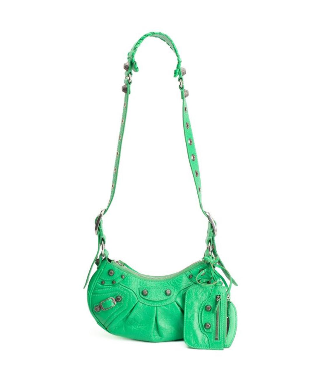 BALENCIAGA Зеленая кожаная сумка с короткими ручками, фото 5