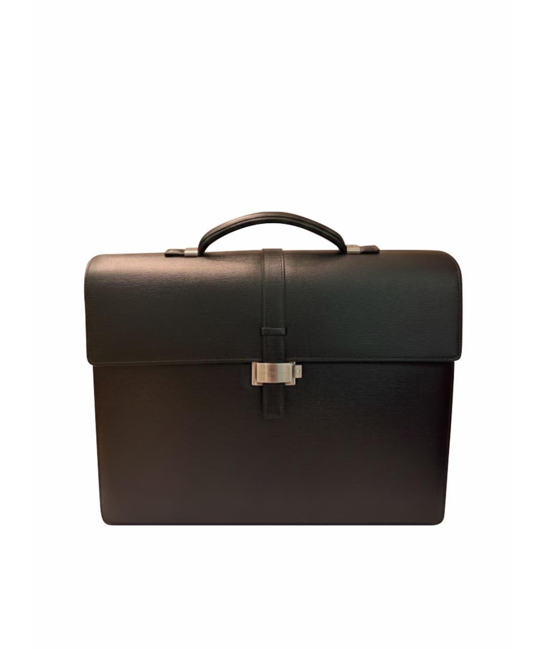 MONTBLANC Черный кожаный портфель, фото 1