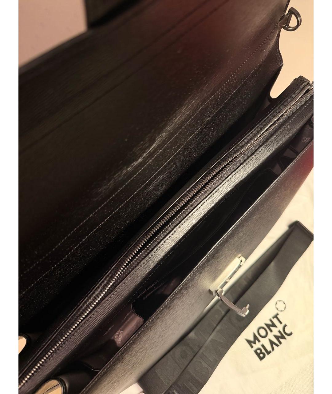 MONTBLANC Черный кожаный портфель, фото 4
