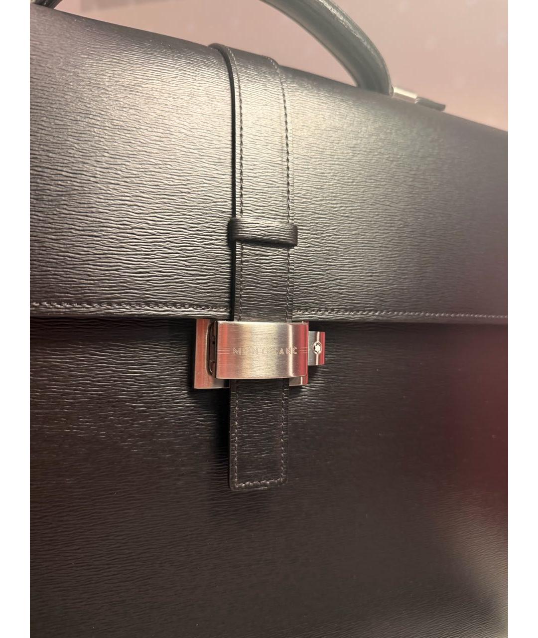 MONTBLANC Черный кожаный портфель, фото 5