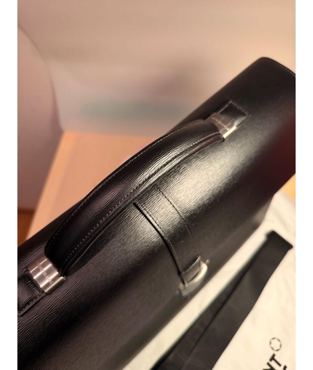 MONTBLANC Черный кожаный портфель, фото 2