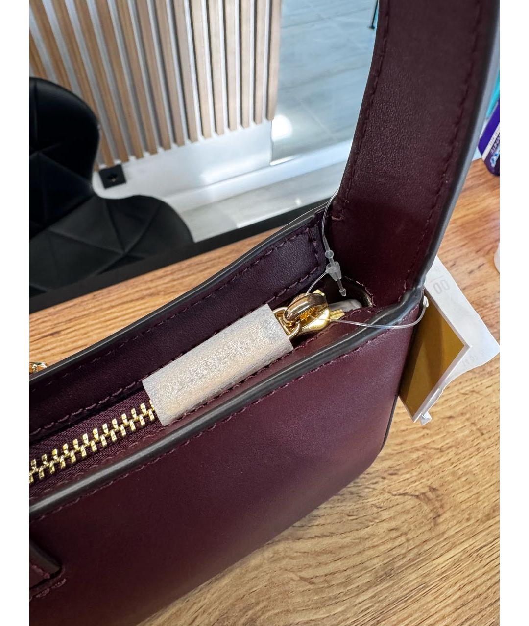 MICHAEL KORS Бордовая кожаная сумка с короткими ручками, фото 4