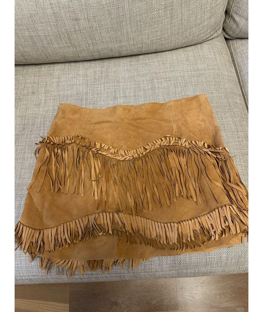 ERMANNO SCERVINO Горчичная замшевая юбка мини, фото 2