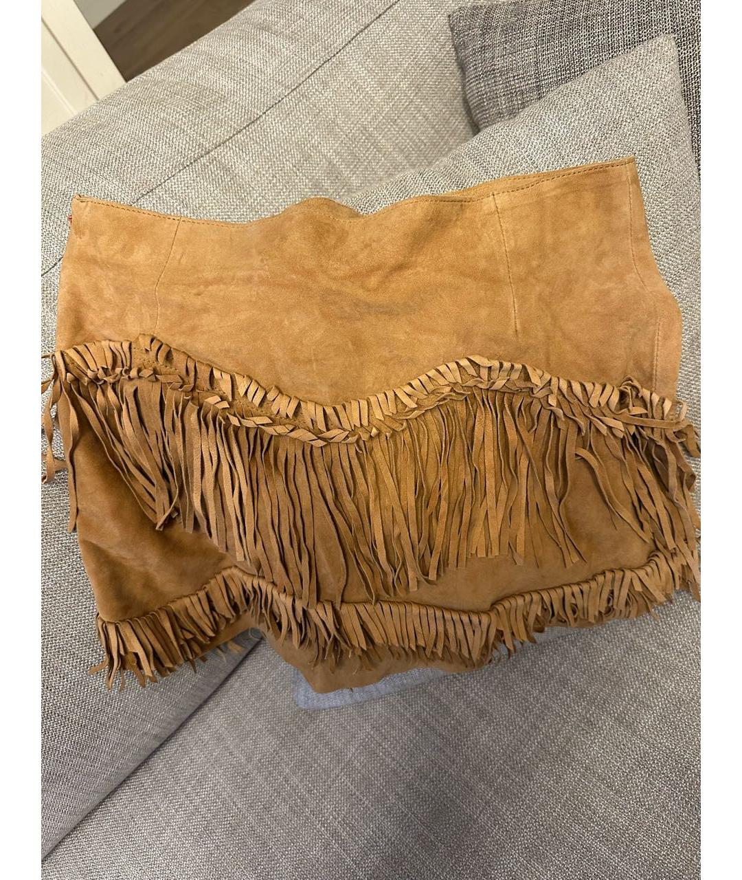 ERMANNO SCERVINO Горчичная замшевая юбка мини, фото 6