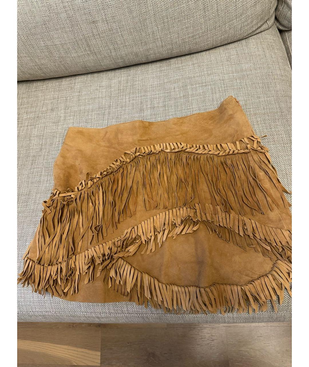 ERMANNO SCERVINO Горчичная замшевая юбка мини, фото 7