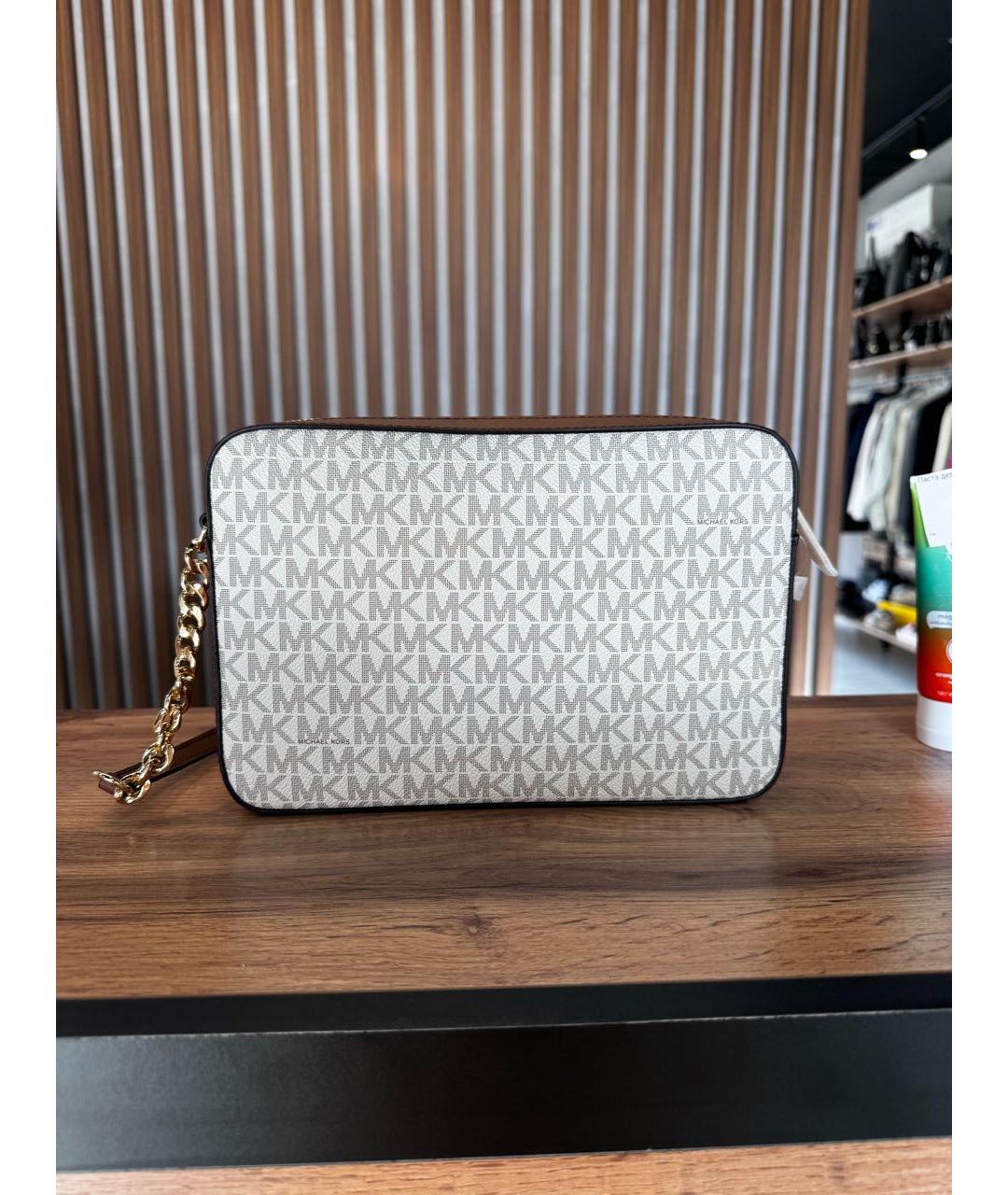 MICHAEL KORS Бежевая кожаная сумка через плечо, фото 3