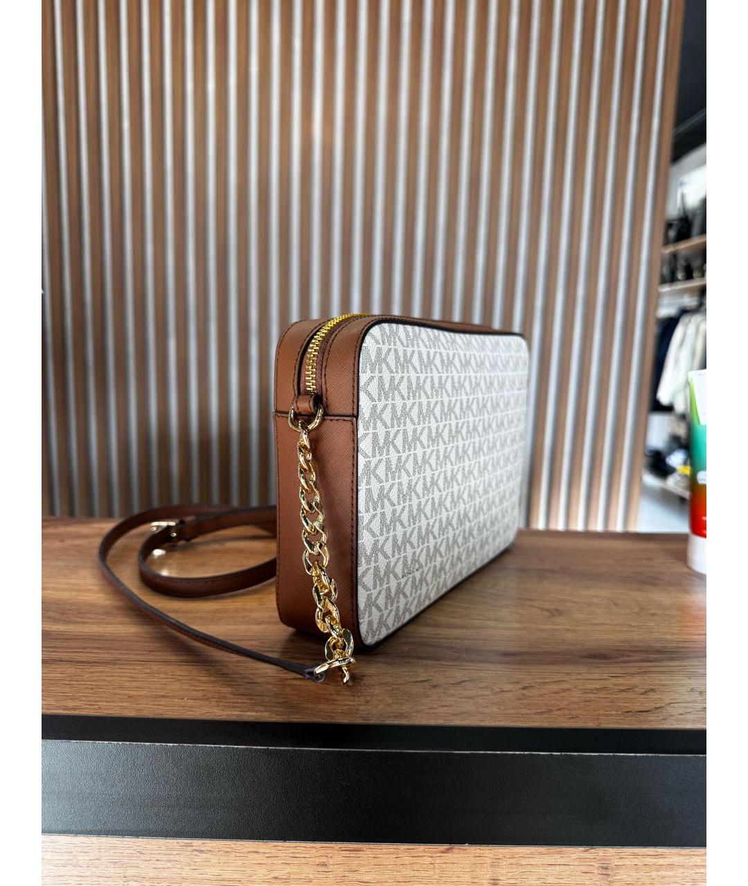 MICHAEL KORS Бежевая кожаная сумка через плечо, фото 2