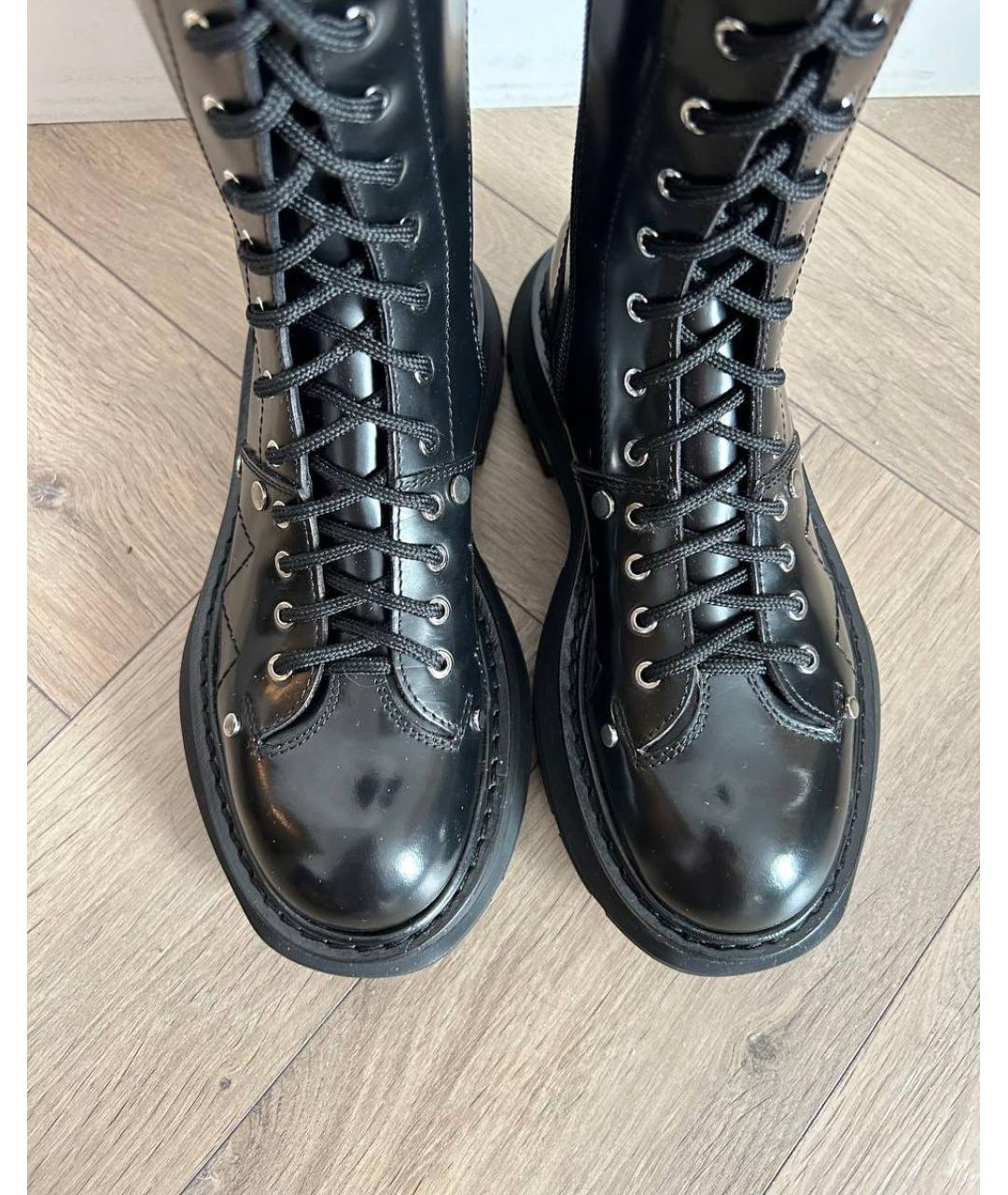 ALEXANDER MCQUEEN Черные кожаные сапоги, фото 4