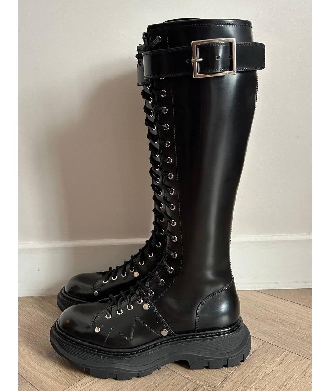 ALEXANDER MCQUEEN Черные кожаные сапоги, фото 2