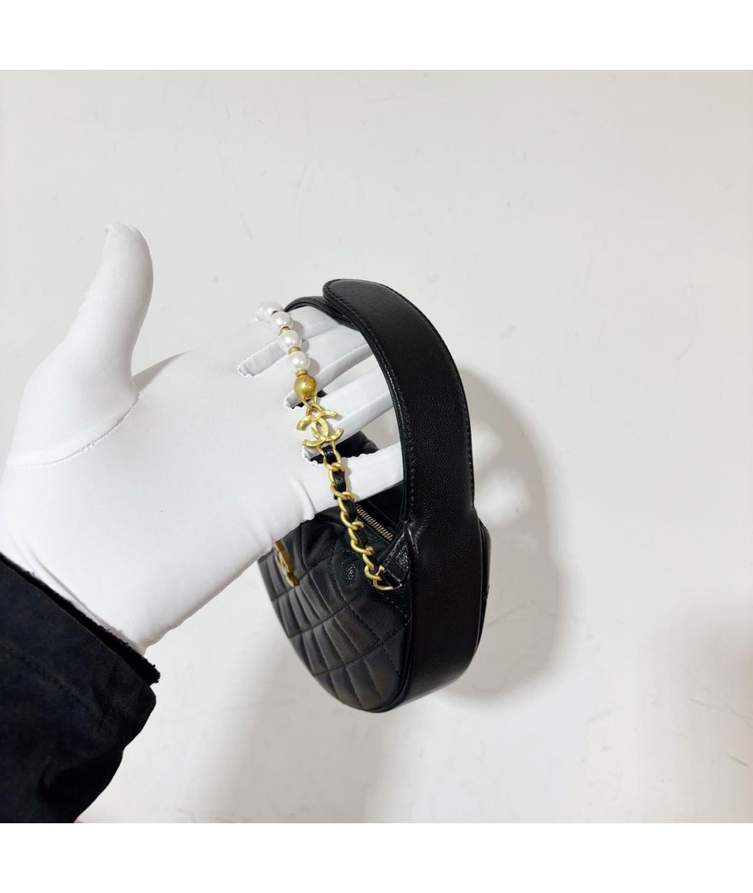CHANEL Черная кожаная сумка с короткими ручками, фото 5