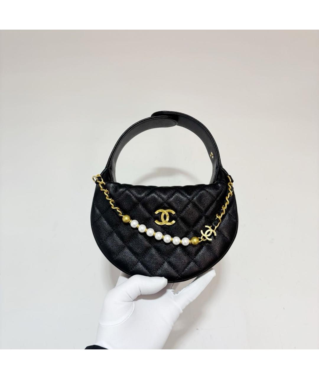 CHANEL Черная кожаная сумка с короткими ручками, фото 2