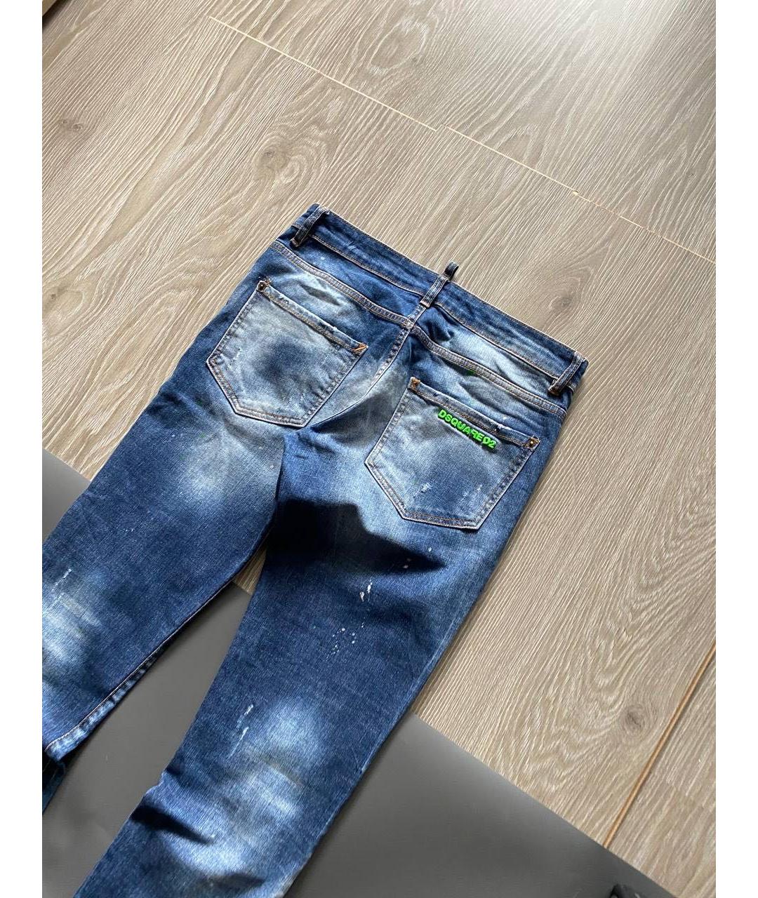 DSQUARED2 Синие хлопко-эластановые джинсы скинни, фото 3