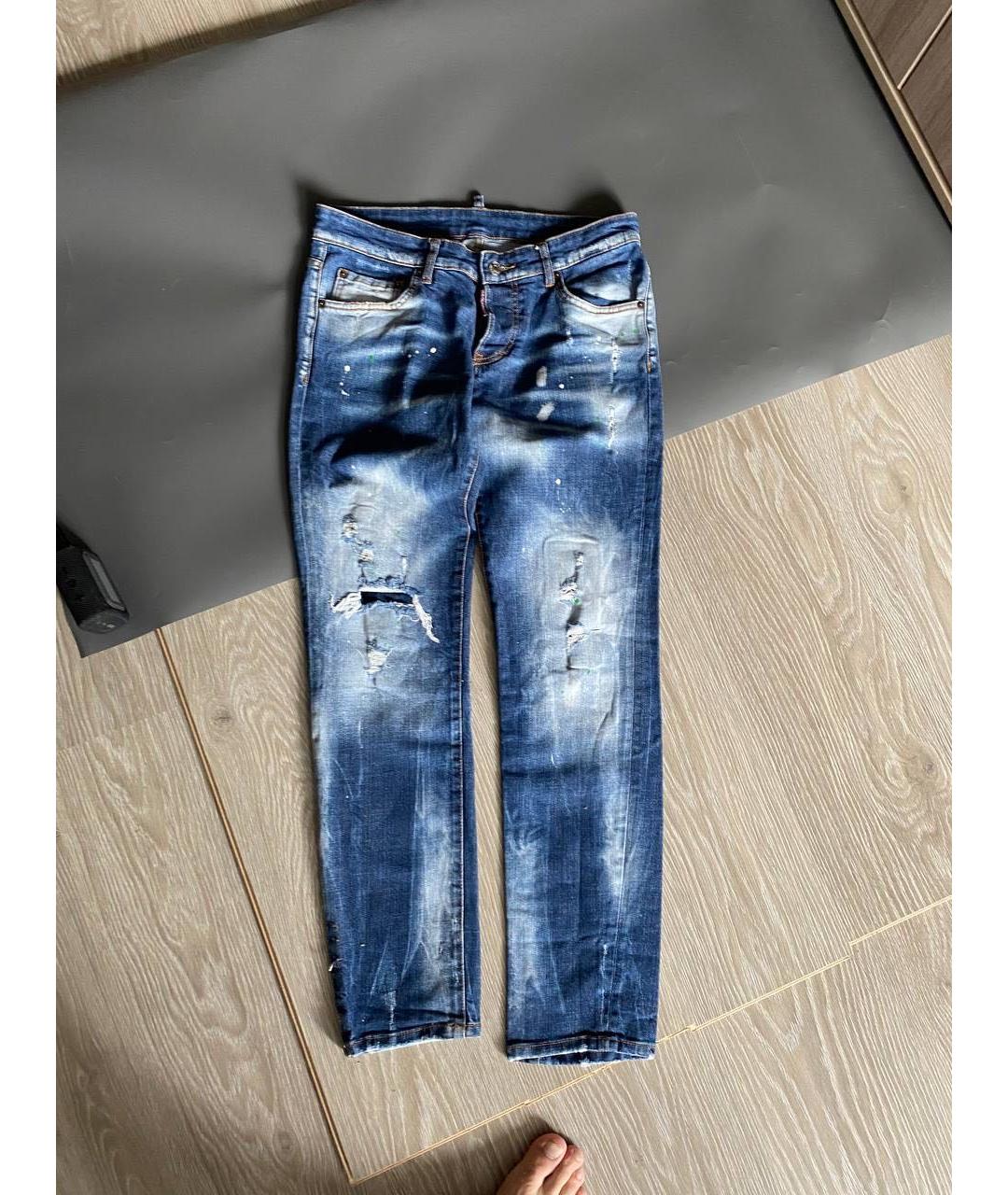 DSQUARED2 Синие хлопко-эластановые джинсы скинни, фото 9