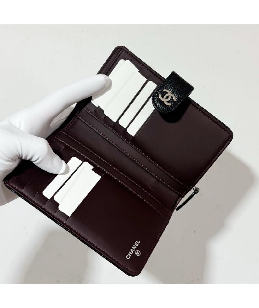 CHANEL Черный кожаный кошелек, фото 6