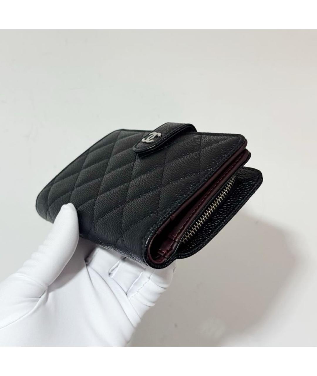 CHANEL Черный кожаный кошелек, фото 4