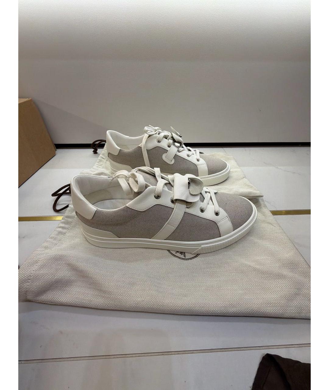 HERMES Белые кожаные низкие кроссовки / кеды, фото 5