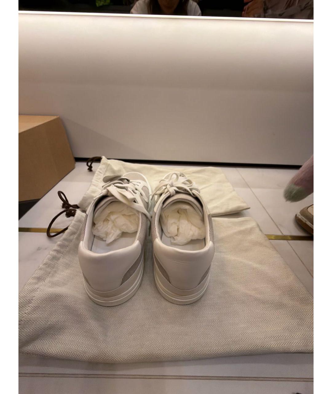 HERMES Белые кожаные низкие кроссовки / кеды, фото 4