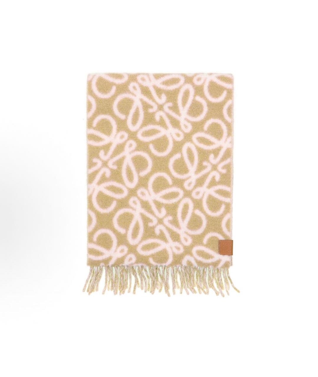 LOEWE Бежевый шерстяной шарф, фото 3