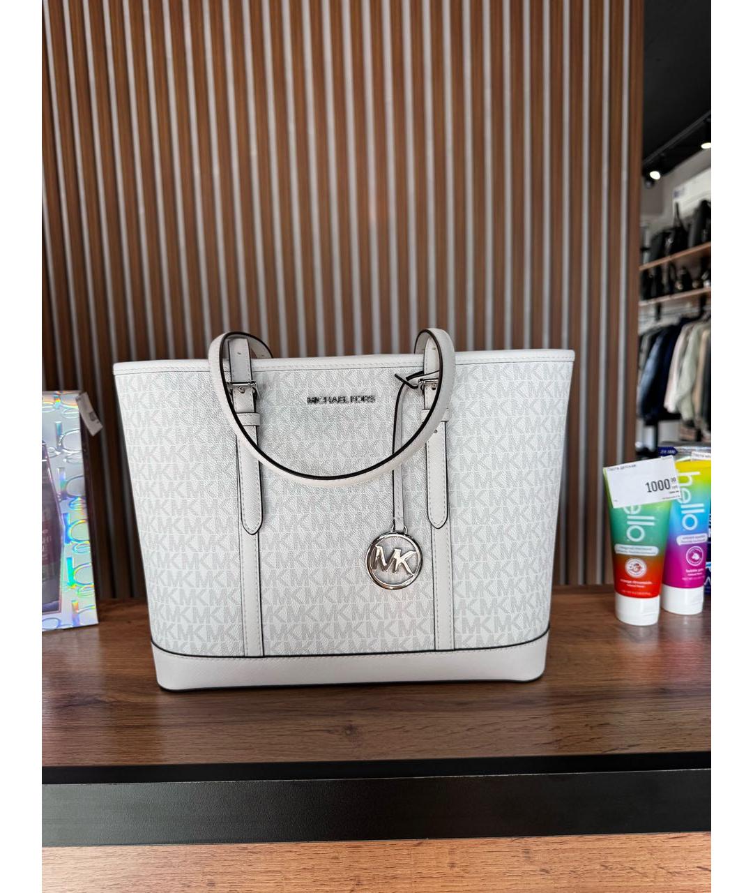 MICHAEL KORS Белая кожаная сумка тоут, фото 5