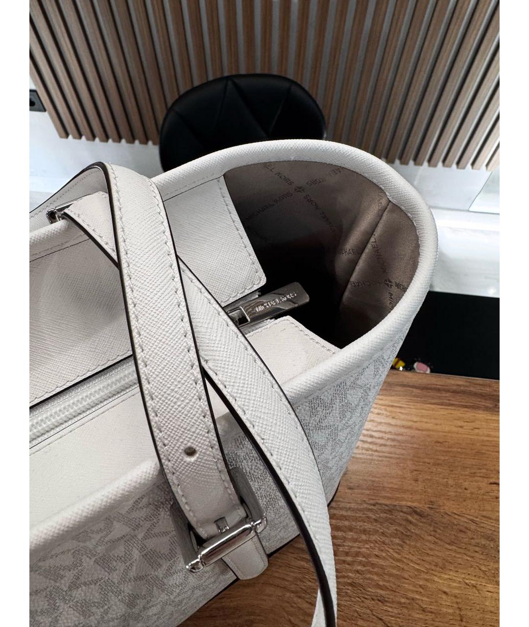 MICHAEL KORS Белая кожаная сумка тоут, фото 4