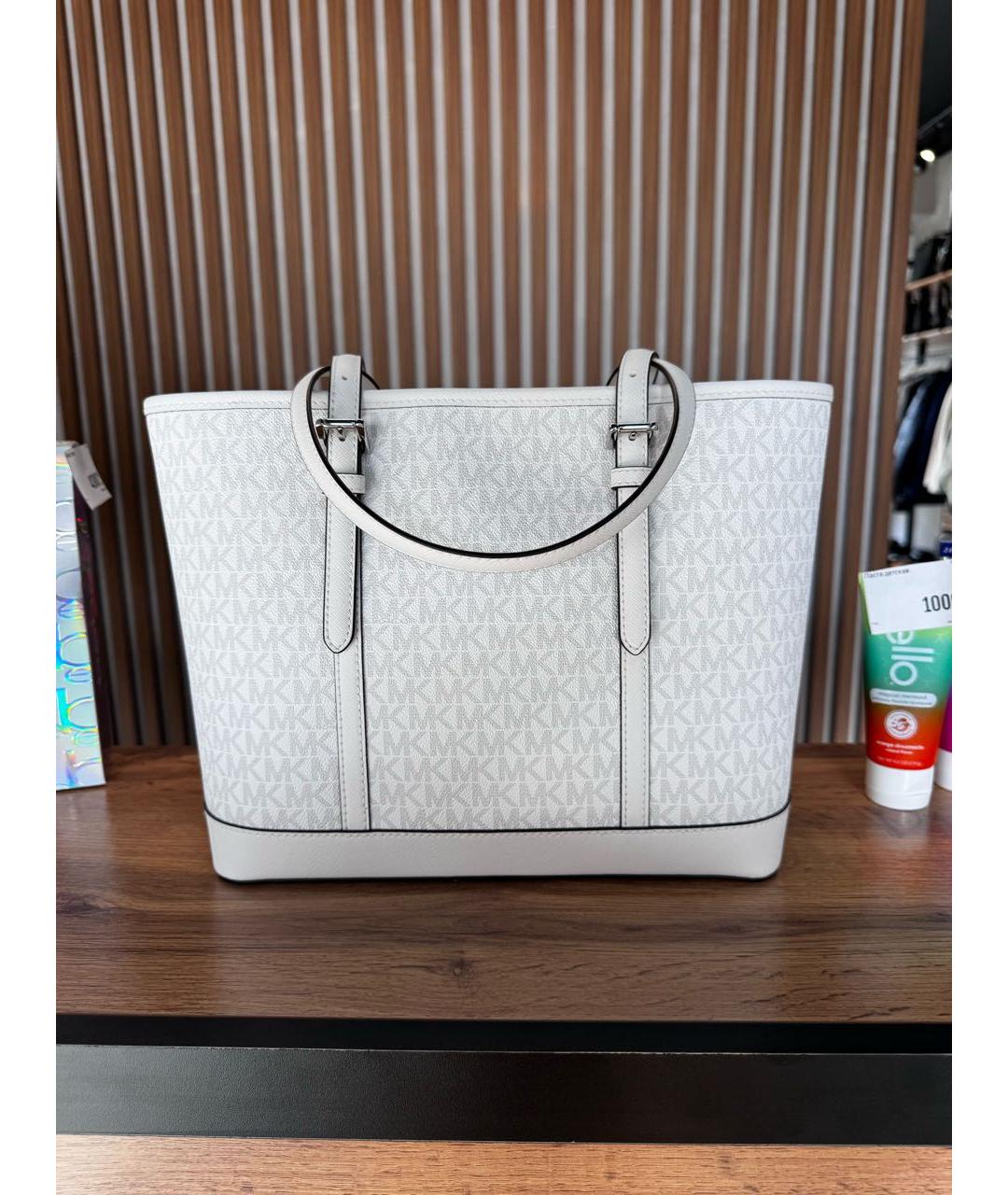 MICHAEL KORS Белая кожаная сумка тоут, фото 3