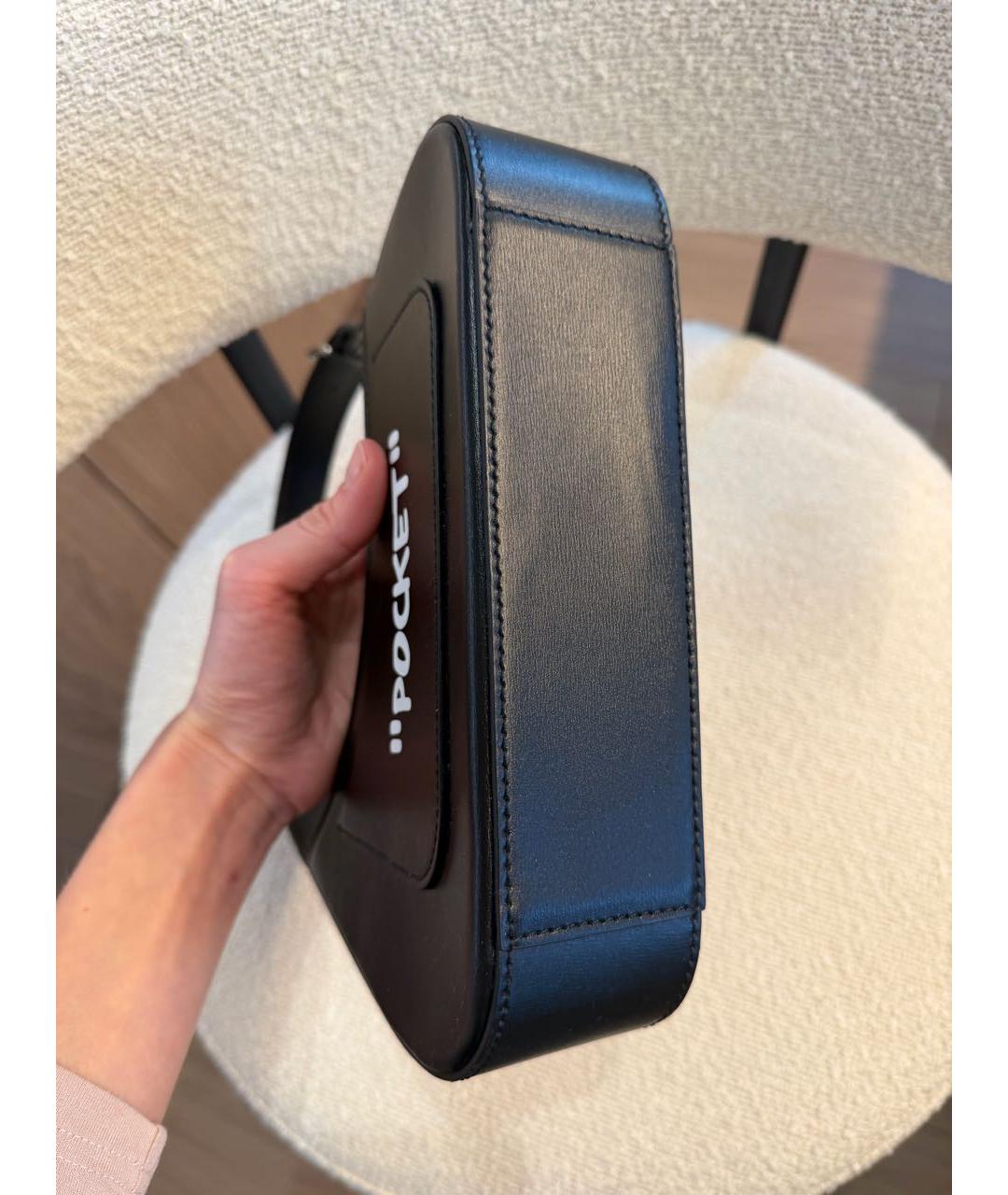 OFF-WHITE Черная кожаная сумка с короткими ручками, фото 7