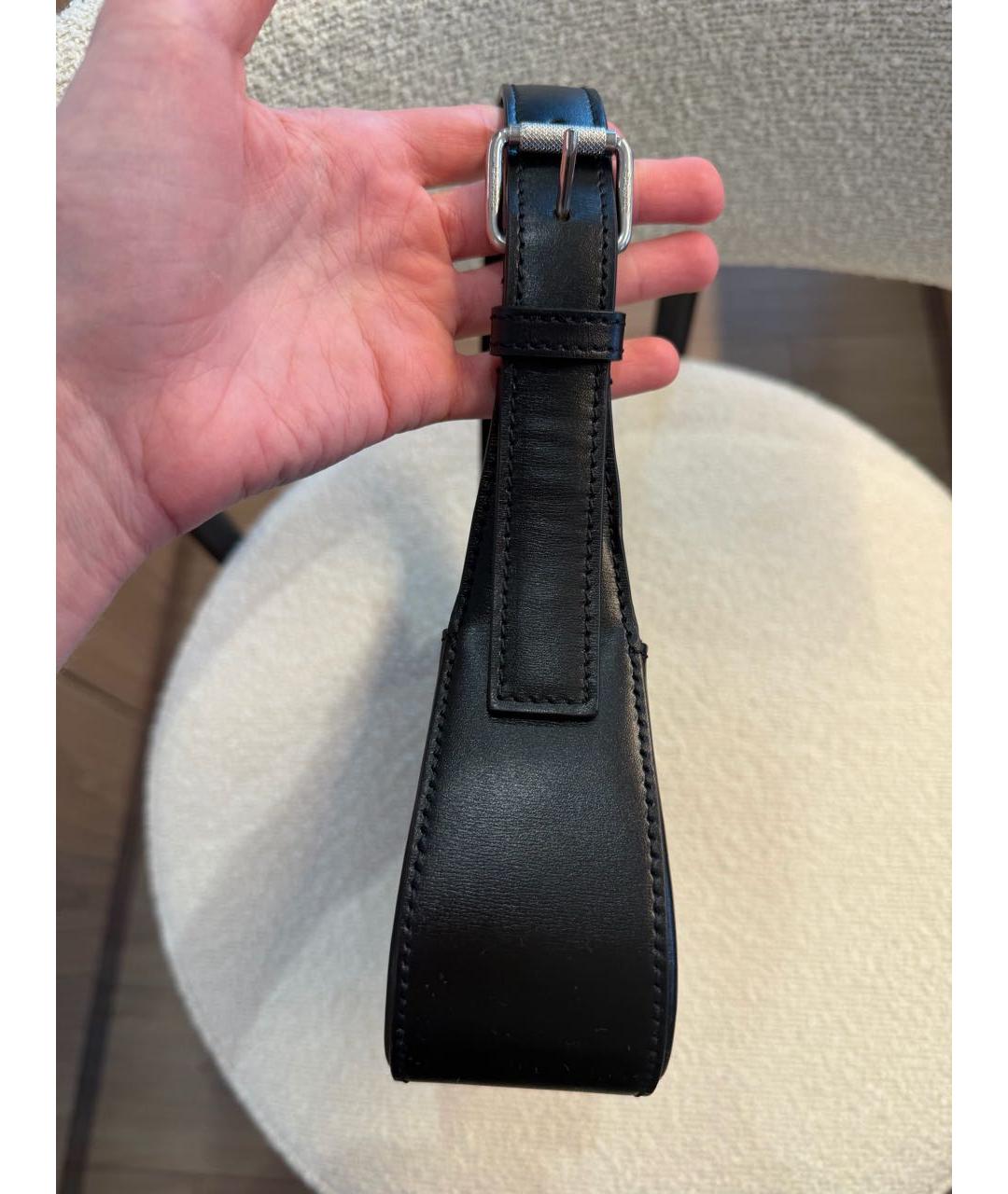 OFF-WHITE Черная кожаная сумка с короткими ручками, фото 4