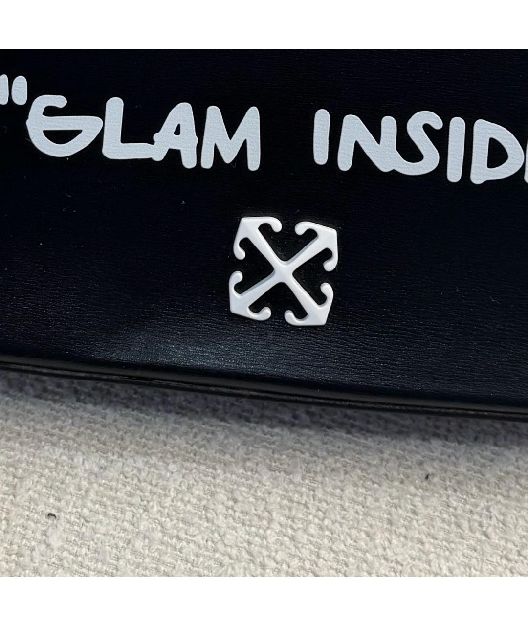 OFF-WHITE Черная кожаная сумка с короткими ручками, фото 6
