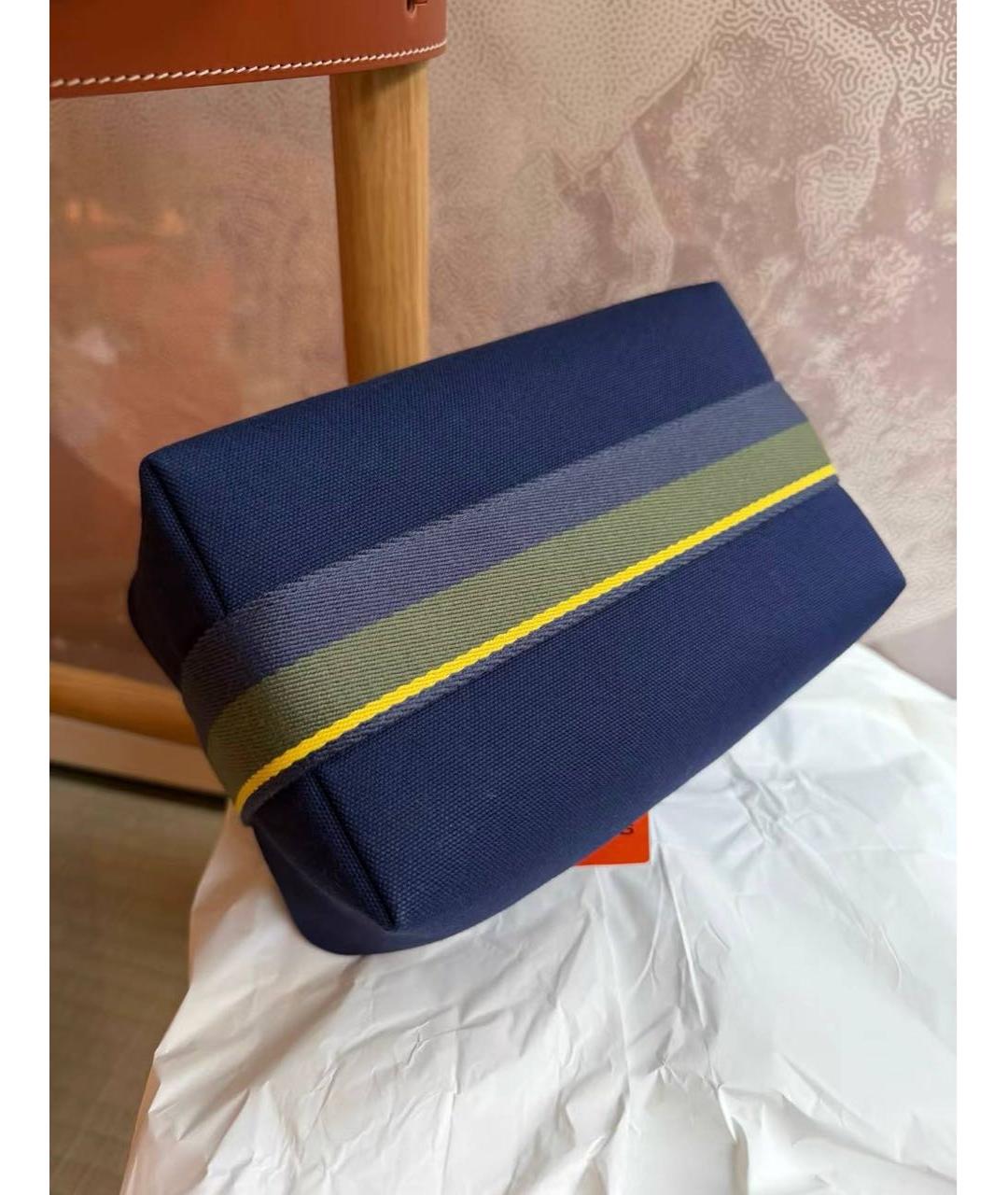 HERMES Синяя хлопковая косметичка, фото 4